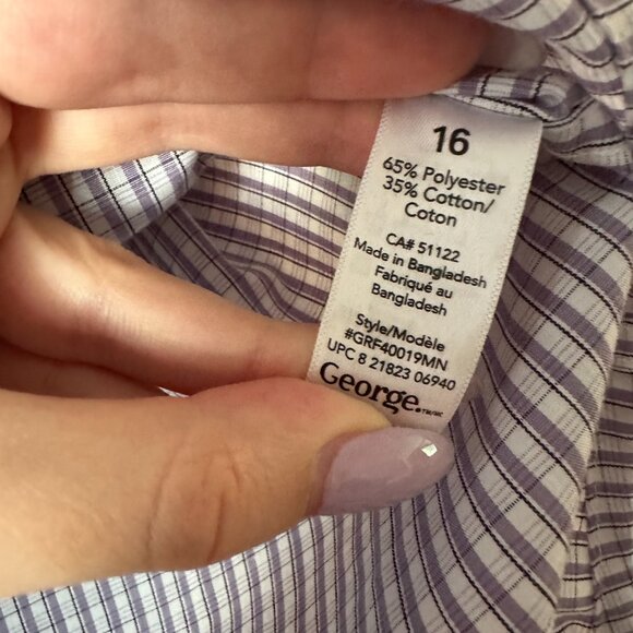 George Plaid Long-Sleeve Button-Down Shirt (Mens 16) - Picture 3 of 5